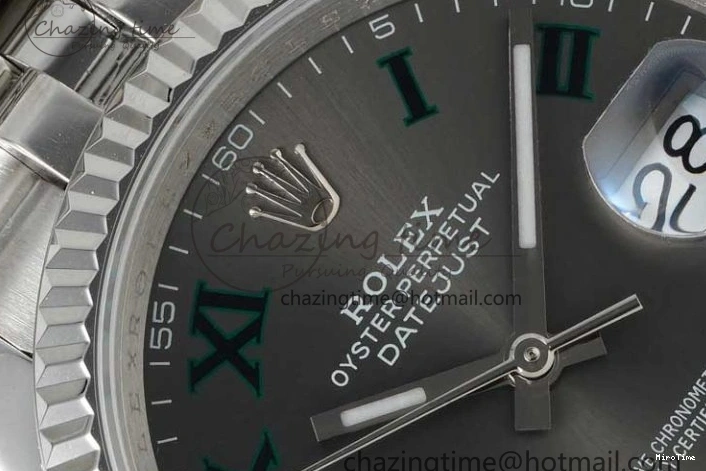MiroTime 0425 DateJust 36mm SS DIWF 1:1 Best Edition 904L Steel Gray Dial Green Markers on Jubilee Bracelet SA Upgraded 2312